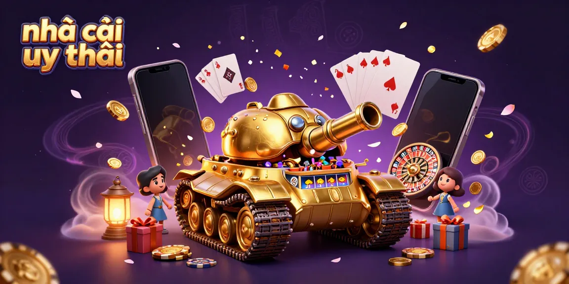 Experience the excitement of nhà cái uy tín with a vibrant casino scene featuring a golden beetle tank and dynamic gaming elements.