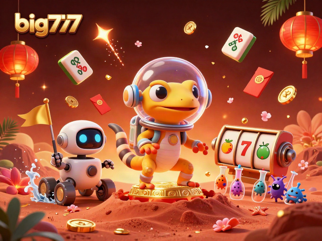 Experience big777 excitement in an ultra-detailed 3D alien casino adventure with vibrant game elements.