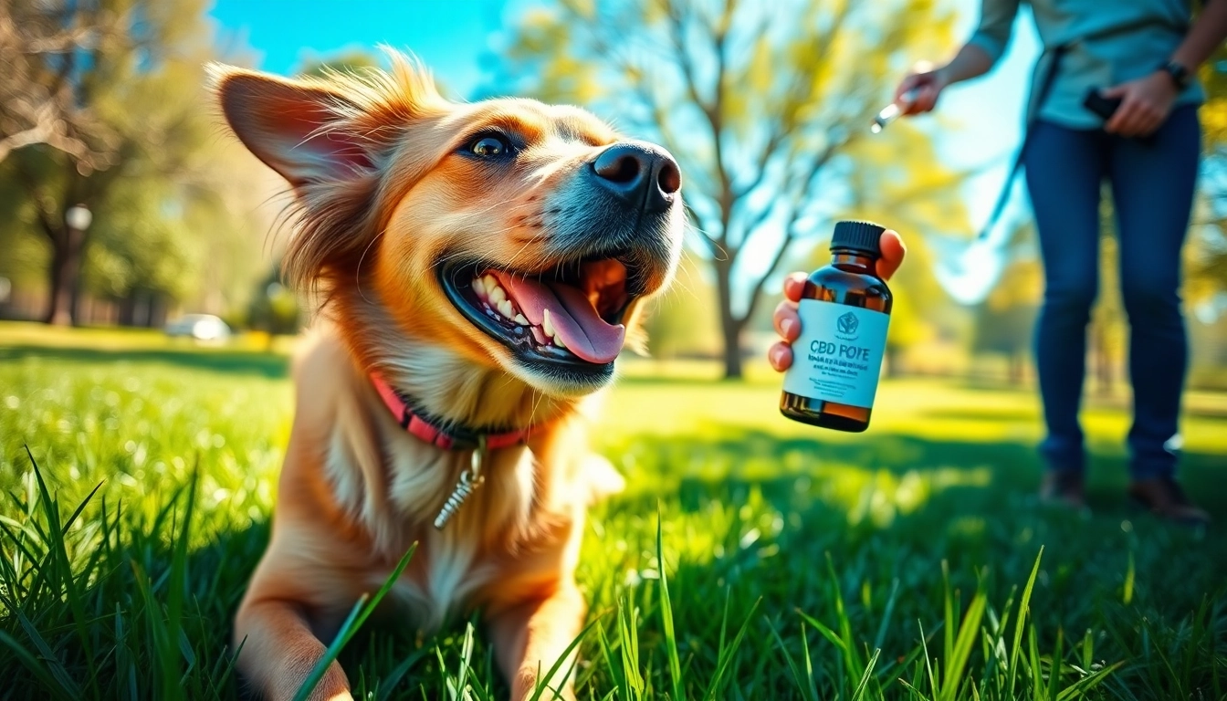 Boost your dog's health with CBD For Pet oil in a sunny park setting.