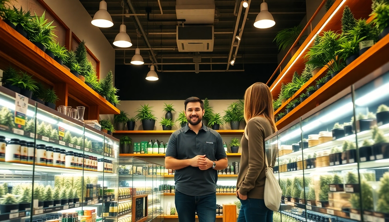 Discover a vibrant weed store with welcoming displays and diverse cannabis products.