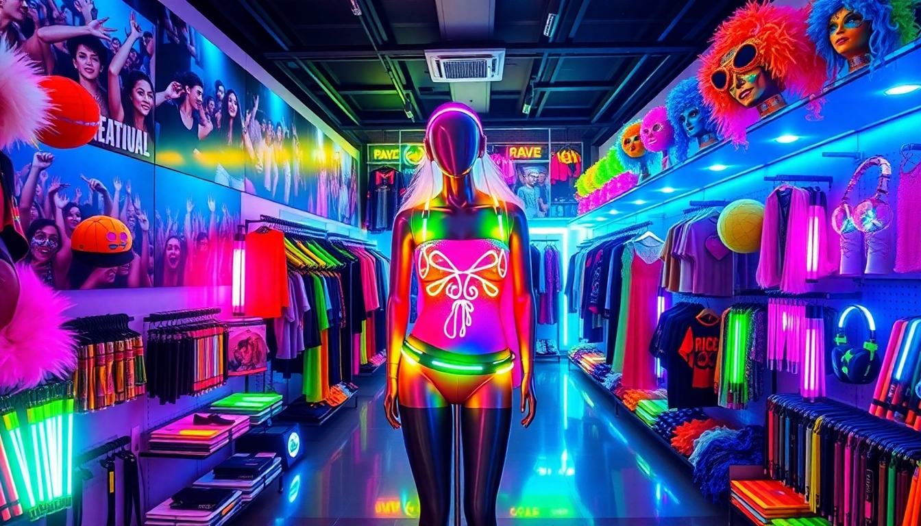 Shop stunning outfits at a rave store Miami full of vibrant festival fashion.