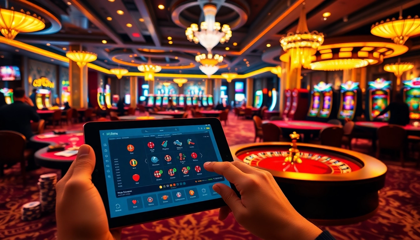 Experience bk8thai ทางเข้า in a vibrant casino scene with engaging players and luxurious gaming tables.