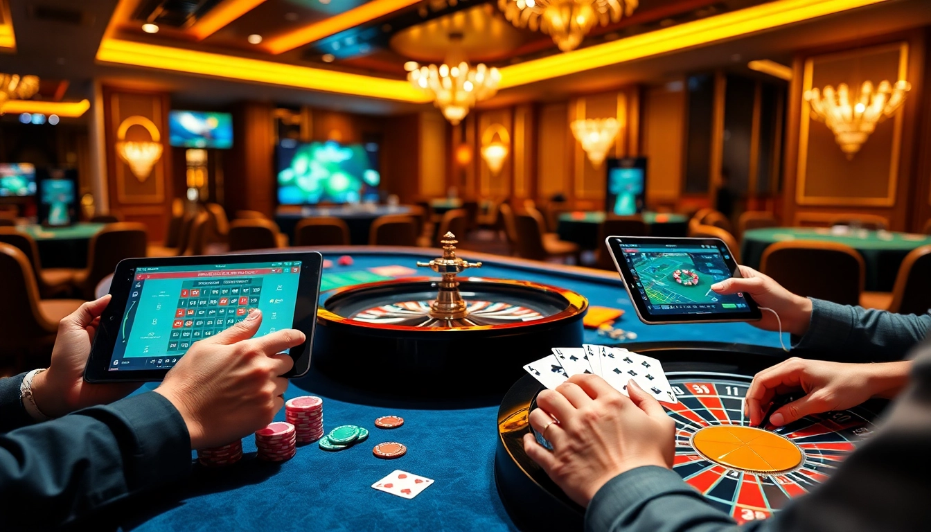 Experience the exciting llink alternatif sbobet interface with vibrant gambling elements like roulette and digital betting slips.