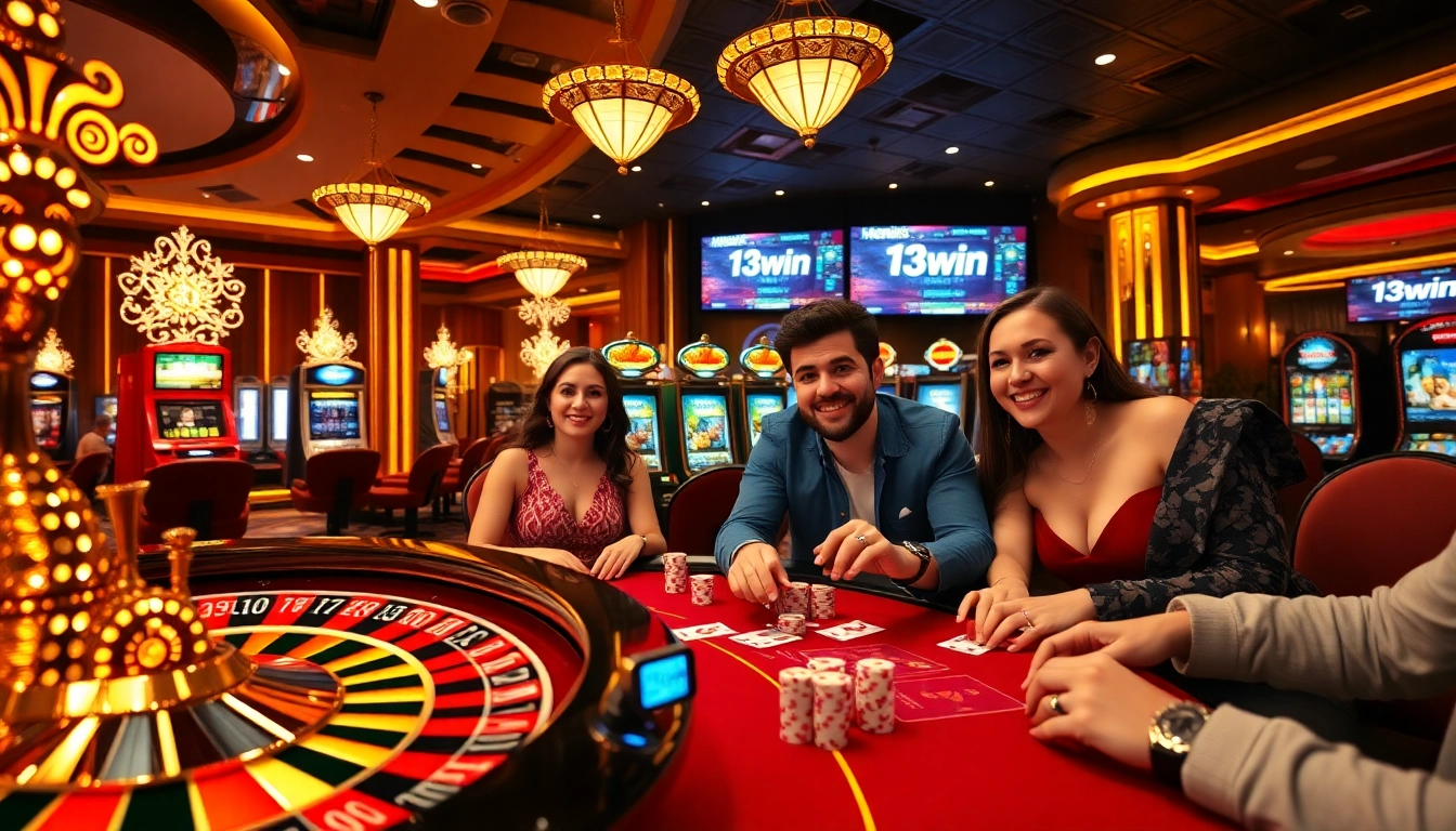 Experience the thrill of gambling at 13win with vibrant casino tables and slot machines