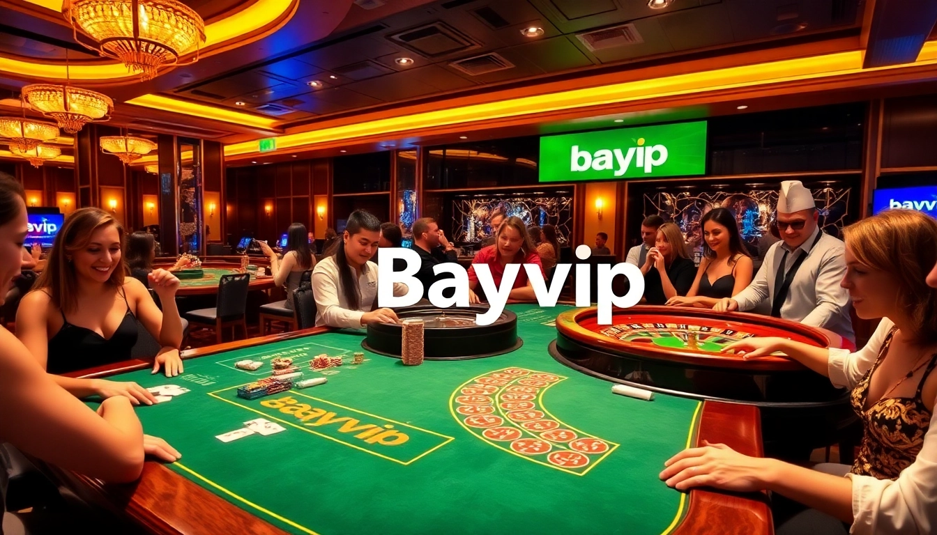 Action-packed gaming scene at Bayvip casino with players enjoying table games and excitement.