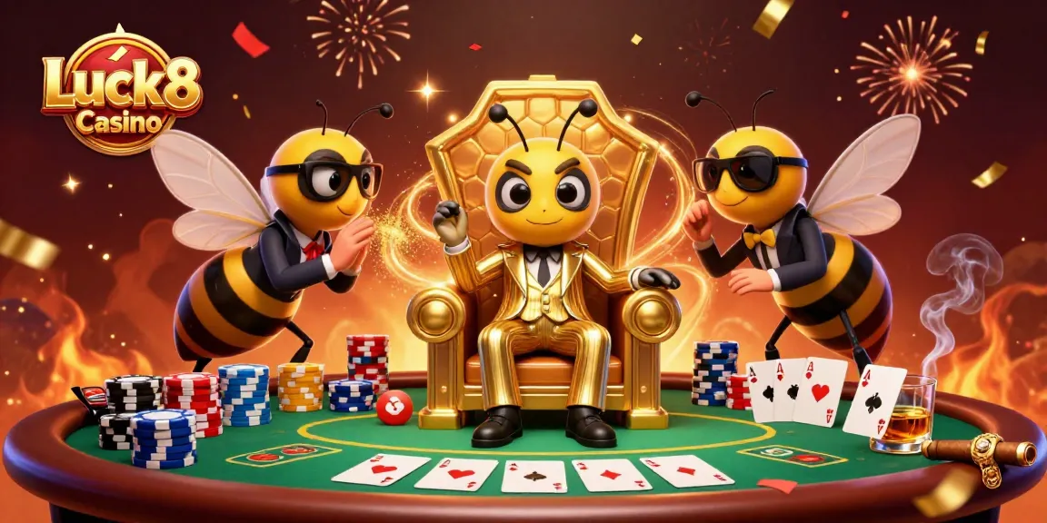Experience high-stakes gaming action at Luck8 Casino in this dynamic 3D illustration.