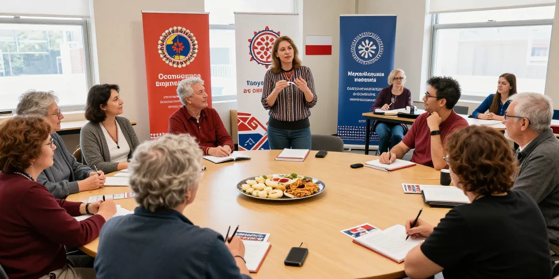 Engaged Polish community members learning language skills at https://www.sfpol.com/ event.